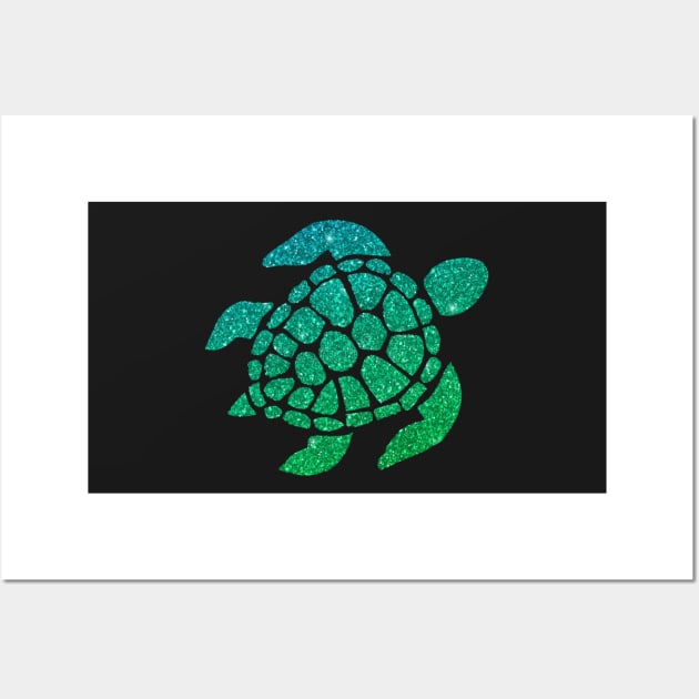 Green Ombre Faux Glitter Turtle Wall Art by Felicity-K